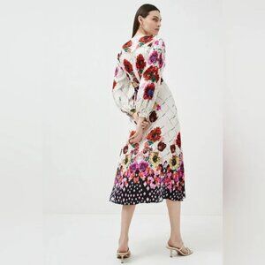 KAREN MILLEN | $379 Satin Mirrored Wrap Dress size 12